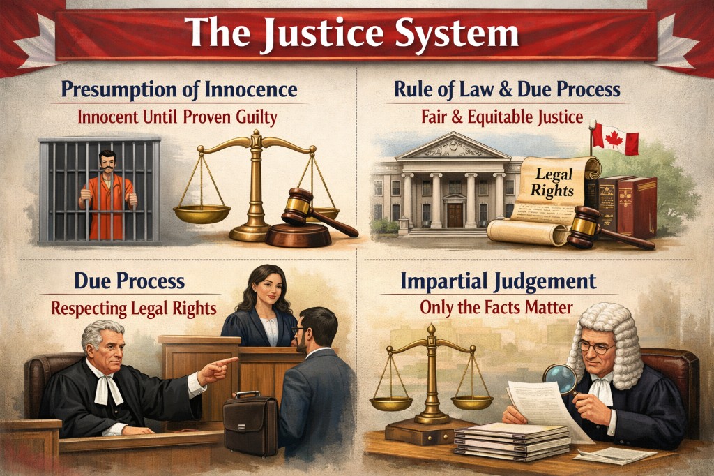 The Justice System — presumption of innocence, due process, courts